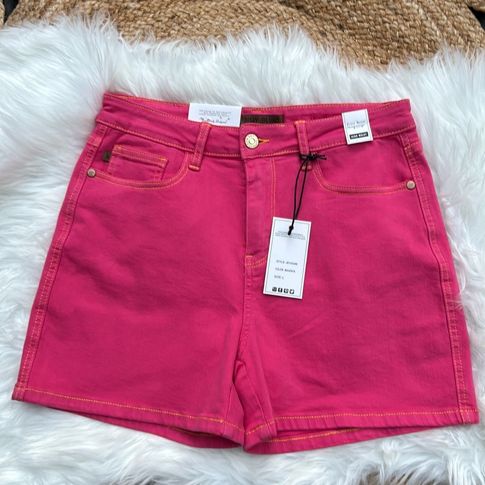 Judy Blue Hot Pink High-Rise Denim Shorts